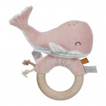 sonaglio balena con anello in legno balena rosa