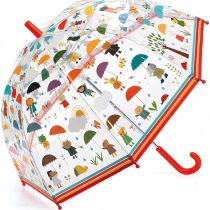 ombrello djeco per bambini trasparente sotto la pioggia